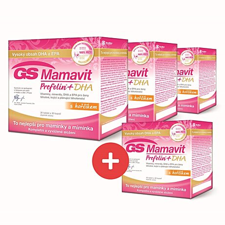 GS Mamavit Prefolin+DHA, 30 tablet + 30 kapslí - 3+1 ZDRAMA