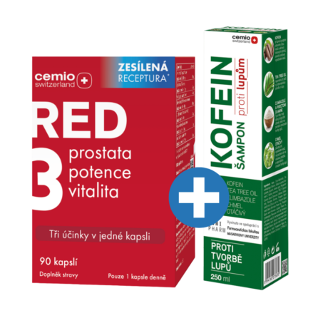 Cemio RED3® + Cemio KOFEIN šampon proti lupům ZDARMA