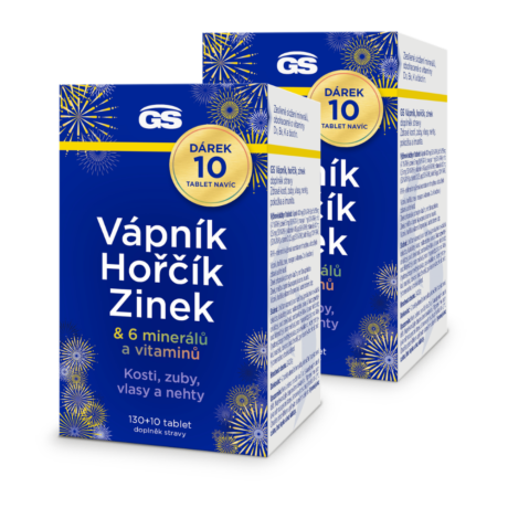 GS Vápník, hořčík, zinek, 2 × 130+10 tablet NAVÍC, dárkové balení