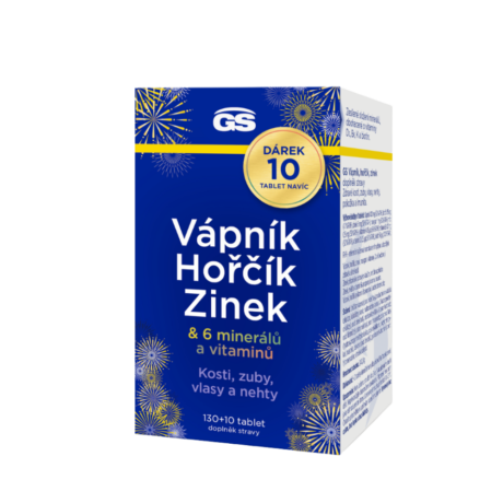 GS Vápník, hořčík, zinek, 130+10 tablet NAVÍC, dárkové balení 2025