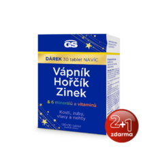 GS Vápník, hořčík, zinek, 130+30 tablet NAVÍC, dárkové balení 2024