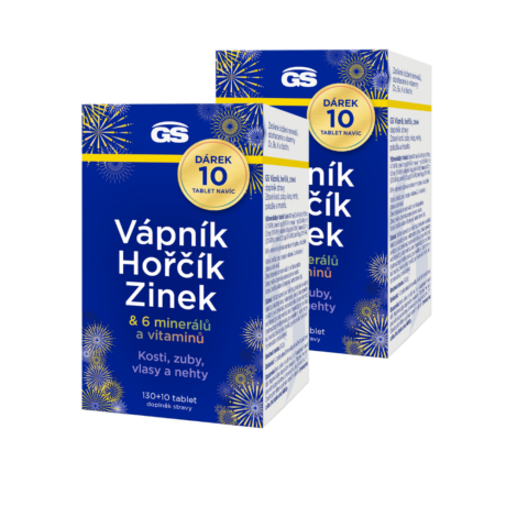 GS Vápník, hořčík, zinek, 2 x 130+10 tablet NAVÍC, dárkové balení 2025