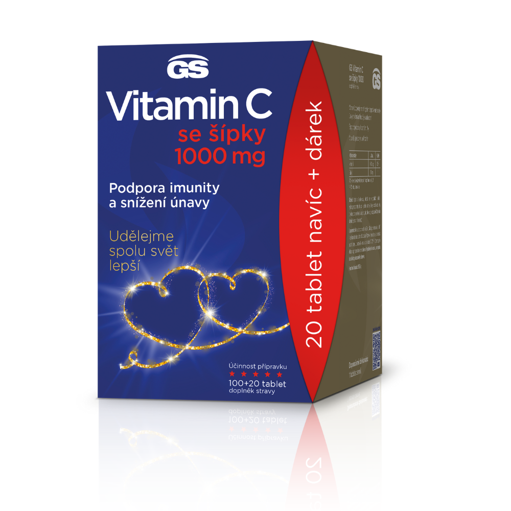 GS Vitamin C 1000 se šípky, 100+20 tablet, dárkové balení 2022