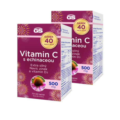 GS Vitamin C500 s echinaceou, 2 x 70+40 tablet NAVÍC, dárkové balení 2025
