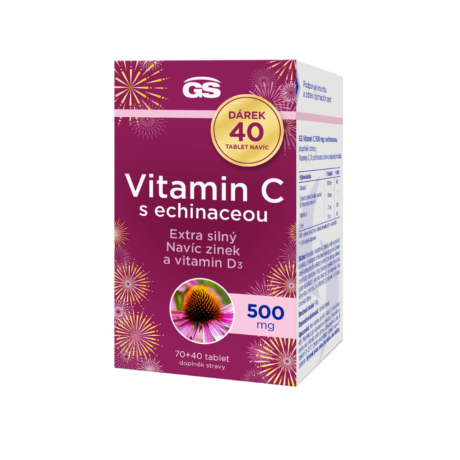 GS Vitamin C500 s echinaceou, 70+40 tablet NAVÍC, dárkové balení 2025