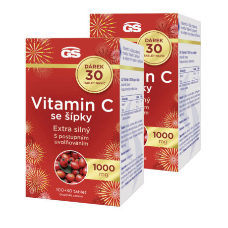 GS Vitamin C1000 se šípky, 2 × 100+30 tablet NAVÍC, dárkové balení