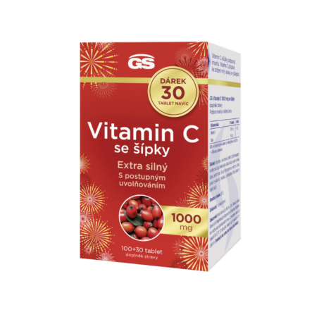 GS Vitamin C1000 se šípky, 100+30 tablet NAVÍC, dárkové balení 2025