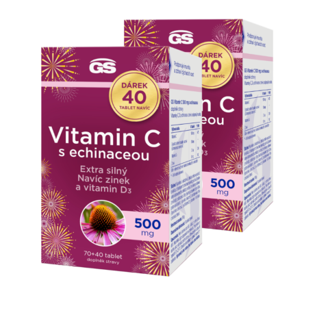 GS Vitamin C500 s echinaceou, 2 × 70+40 tablet NAVÍC, dárkové balení