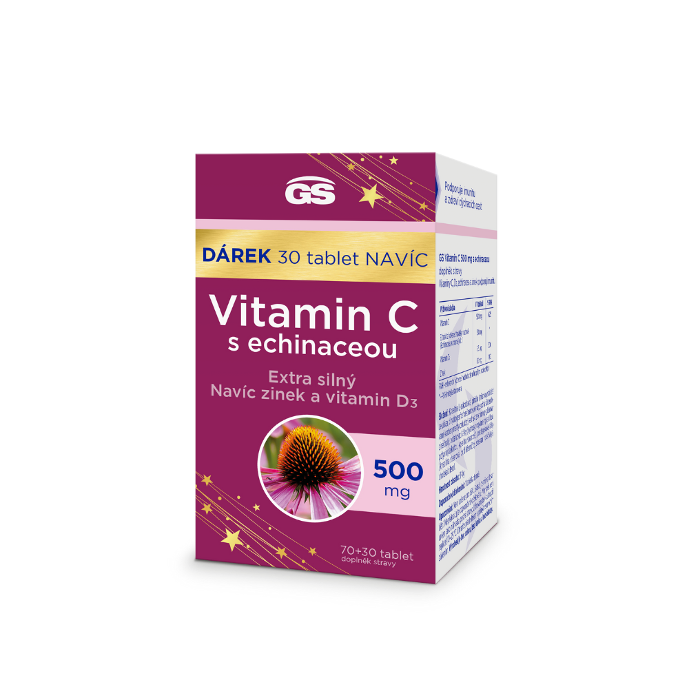 GS Vitamin C500 s echinaceou, 70+30 tablet NAVÍC, dárkové balení 2024