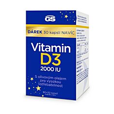 GS Vitamin D3 2000 IU, 90+30 kapslí NAVÍC, dárkové balení 2023