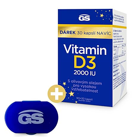 GS Vitamin D3 2000 IU, 90+30 kapslí NAVÍC, dárkové balení 2023