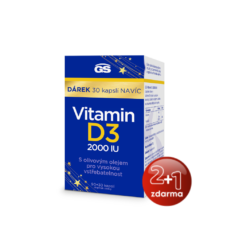 GS Vitamin D3 2000 IU, 90+30 kapslí NAVÍC, dárkové balení 2024
