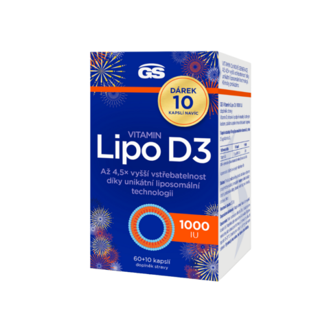 GS Vitamin Lipo D3 1000 IU, 60+10 kapslí NAVÍC, dárkové balení 2025