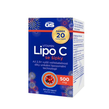 GS Vitamin Lipo C 500 mg se šípky, 90+20 kapslí NAVÍC, dárkové balení 2025