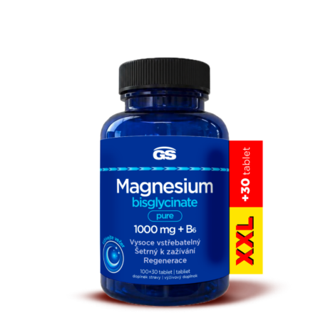 GS Magnesium bisglycinate PURE 1000 mg + B6, 100+30 tablet XXL