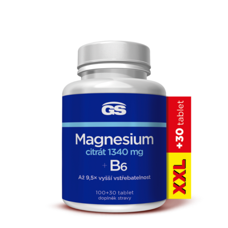 GS Magnesium citrát 1340 mg + B6, 100+30 tablet XXL